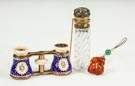 Group of Silver Items, Opera Glasses, Scent Bottle & Amber Pendant