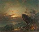 
 Fritz Siegfried George Melbye (Danish, 1826-1896)  Encampment at sunset in the tropics