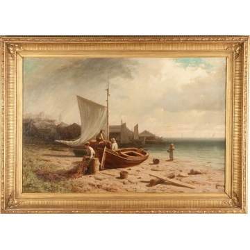 George Lafayette Clough  (American, 1824-1901) Dry Dock Boats, Seaside Village