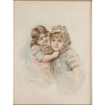 Johann Gerof Meyer von Bremen (German, 1813-1886) Watercolor of two children