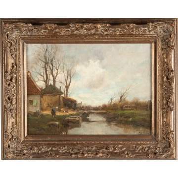Charles Paul Gruppe  (American, 1860-1940) Canal Scene