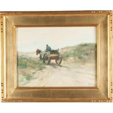 Charles Paul Gruppe  (American, 1860-1940) Man with horse drawn cart