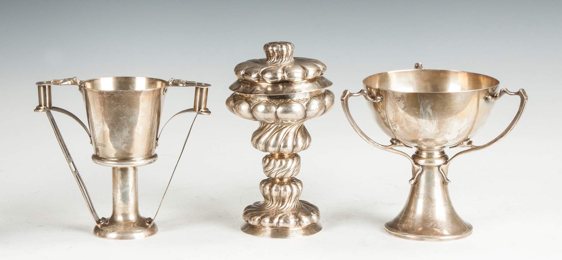 Two Sterling Silver Handled Cups & A German Silver Chalice