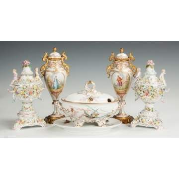 Porcelain Urns & Covered Tureen