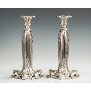 Pairpoint Silver Plate Art Nouveau Style Candlesticks