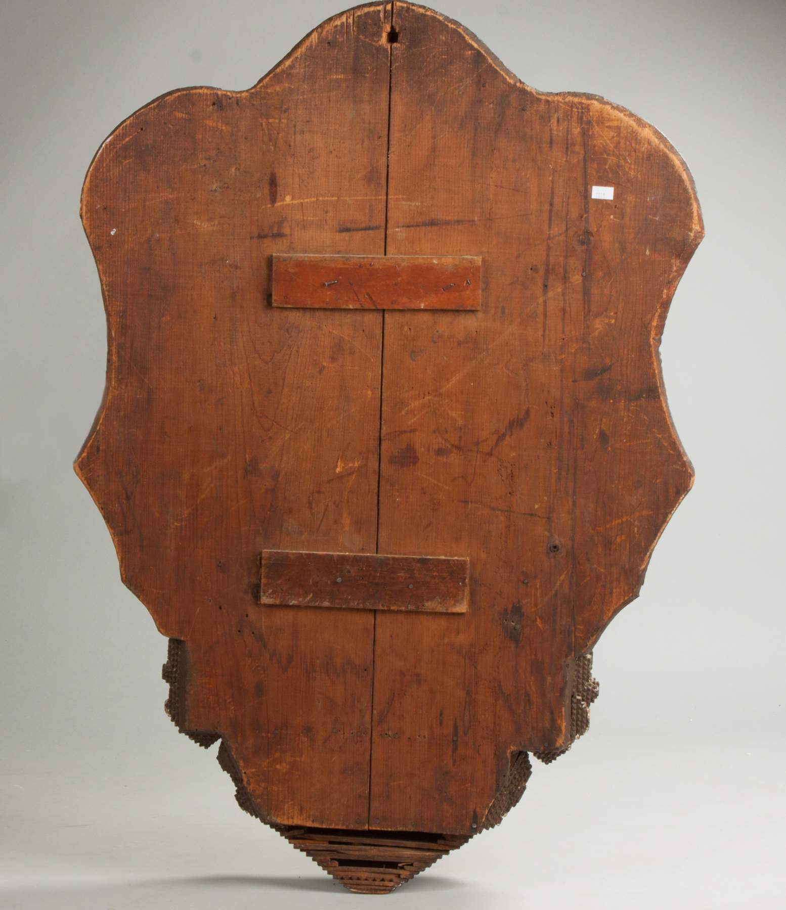 Carved Tramp Art Wall Mirror & Box