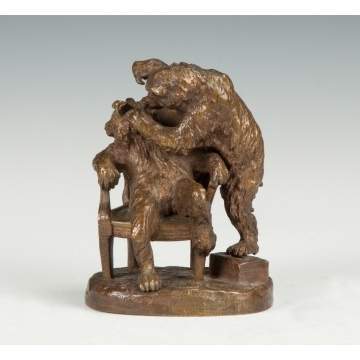 Christophe Fratin (French, 1810-1864) Dentist Bears Bronze Sculpture