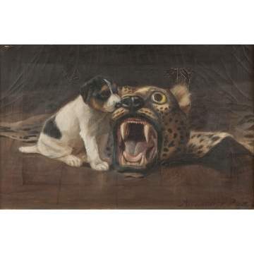 Alexander Pope (American, 1849-1924) Dog with leopard rug