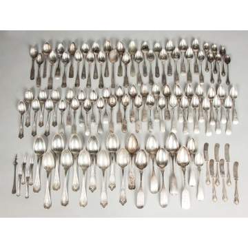 Large Group of Various Coin Silver & Sterling Spoons