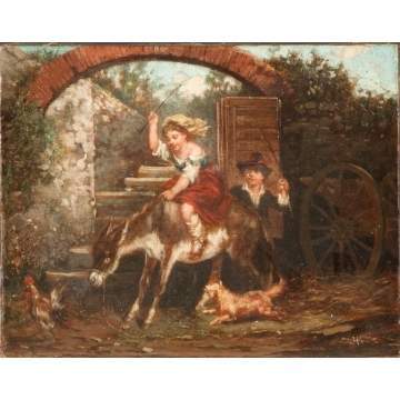 James Henry Beard (American, 1811-1893) Children riding mule