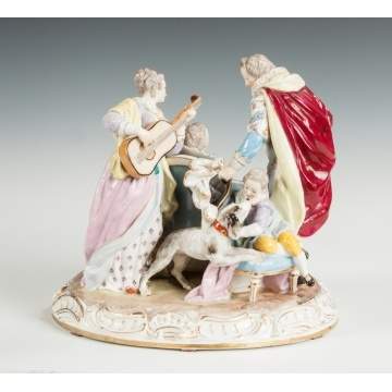 German Hand Painted Porcelain Figural Group of Musicians