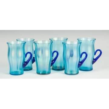 Stretch Glass Tumblers with Cobalt Blue Handles