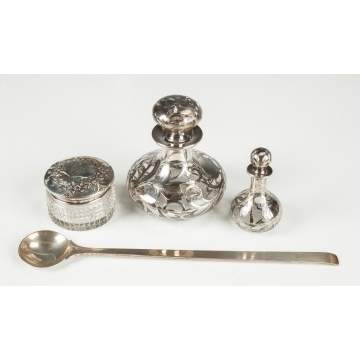 Sterling Overlay Jars & Steuben Sterling Spoon