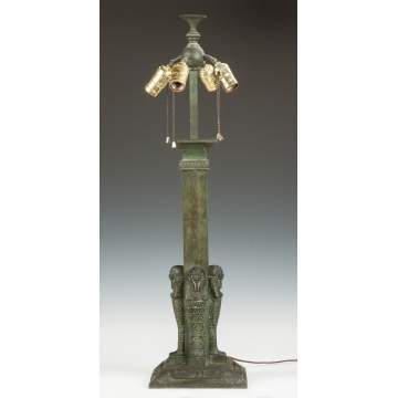 Bronze Lamp Base with Egyptian Motif