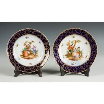 Two Similar Meissen Hand Painted Plates