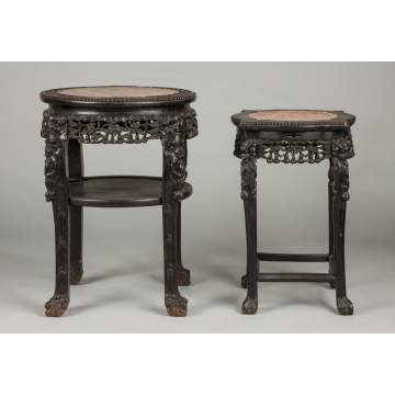 Two Chinese Carved Hardwood Stands