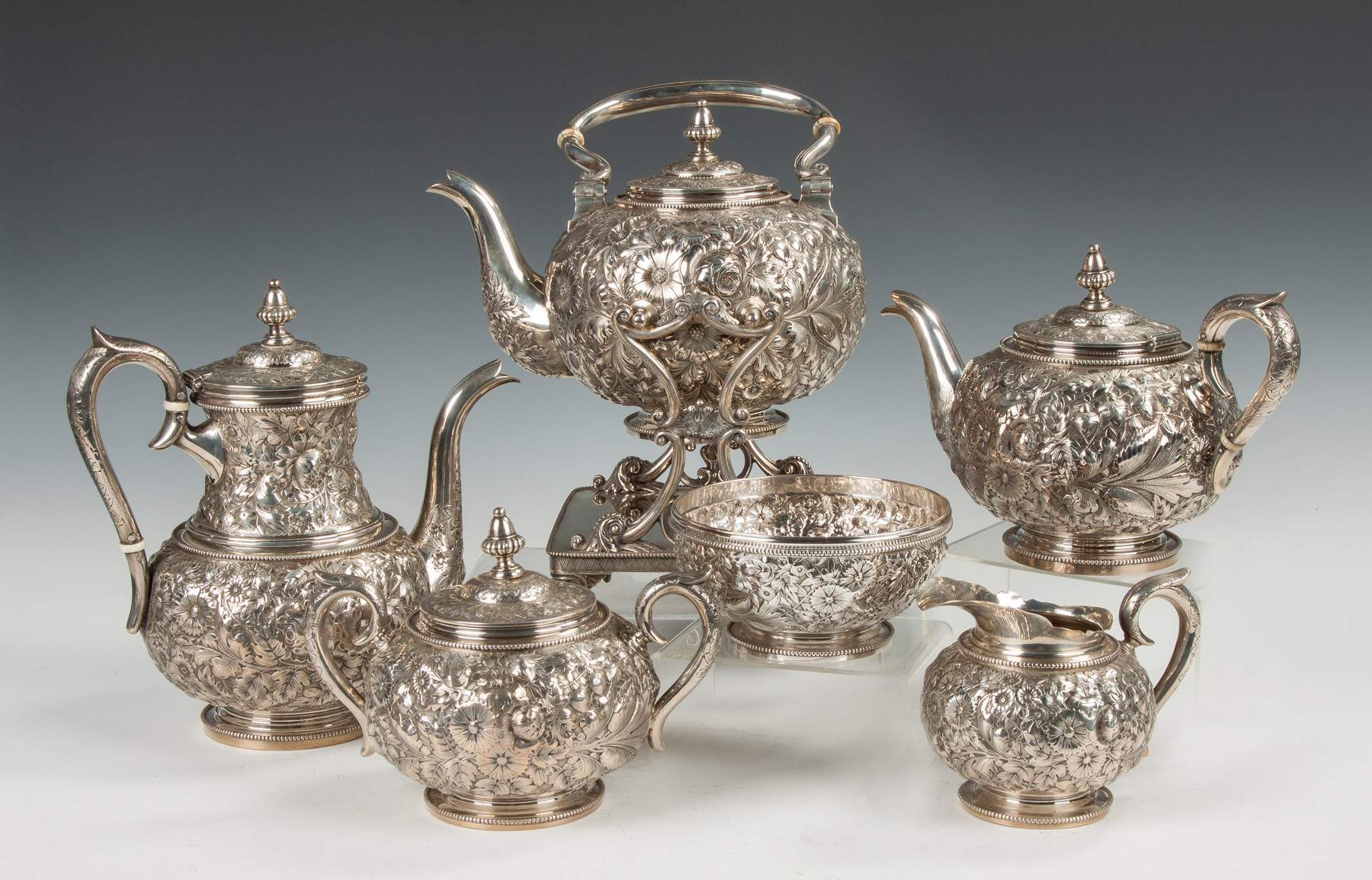 Gorham Sterling Silver SixPiece Coffee and Tea Set Cottone Auctions
