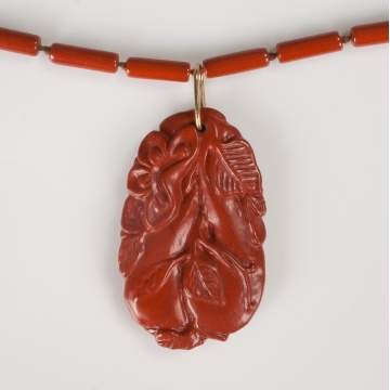 Carved Coral Double Gourd Pendant