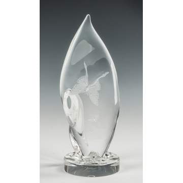 Rare Steuben Crystal Moth and Flame Sculpture
