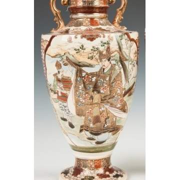 A Pair of Japanese Double Handled Satsuma Vases