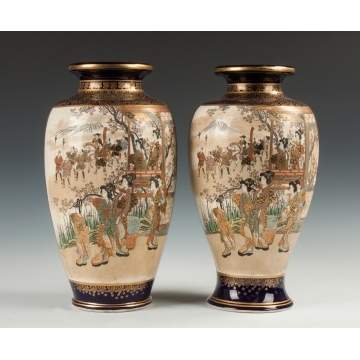 Two Similar Japanese Satsuma Vases