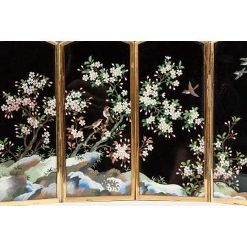 Japanese Cloisonné Table Screen