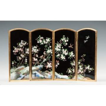 Japanese Cloisonné Table Screen