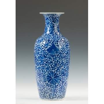 Chinese Blue & White Decorated Porcelain Vase