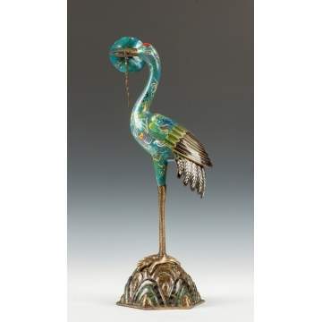Chinese Cloisonne Heron Censer