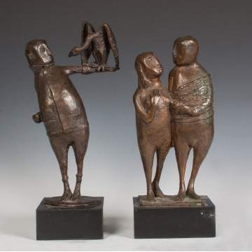 Clivia Calder Morrison (American, 1909-2010) Two Bronzes, "Wrong Bird" & a Couple