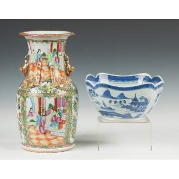 Chinese Vase & Canton Bowl