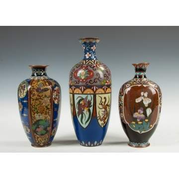 Three Japanese Cloisonne Vases