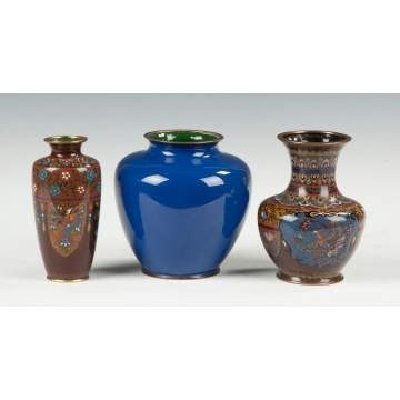 Three Japanese Cloisonne Vases