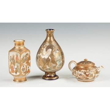 Three Pieces of Hand Painted Japanese Satsuma