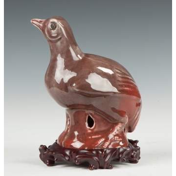 Chinese Porcelain Flambe Glazed Quail
