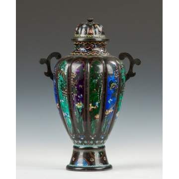 Cloisonne & Bronze Covered Vase with Handles