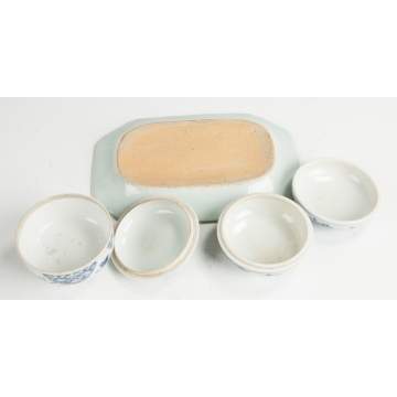 Blue & White Porcelain Platter & Jars