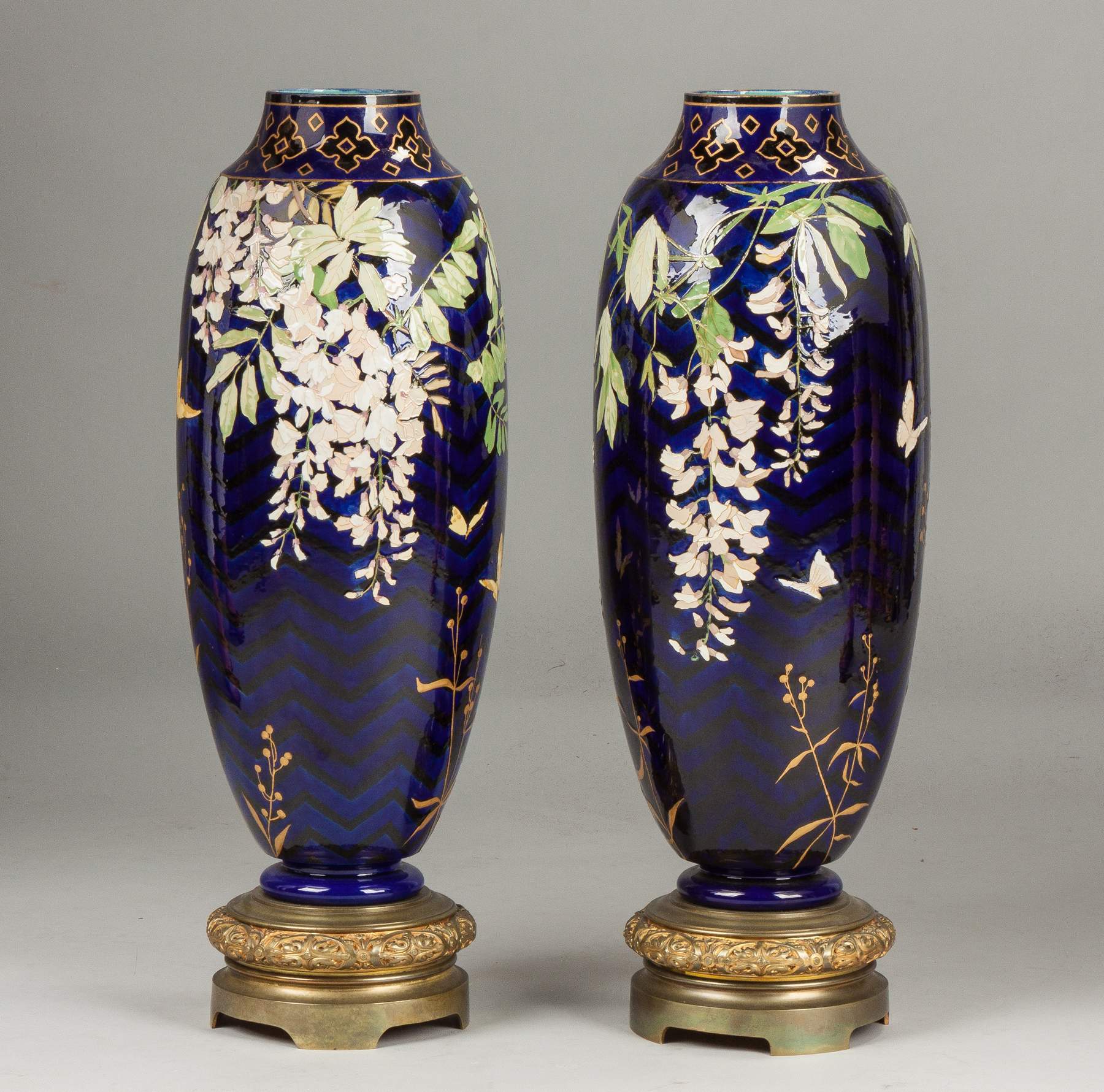 Pair of Ceramic Hand Painted Floor Vases Cottone Auctions