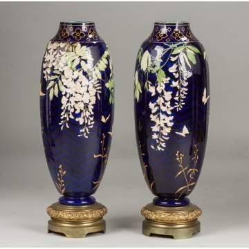 Pair of Ceramic Hand Painted Floor Vases
