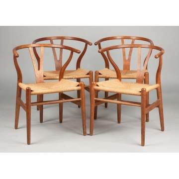 Hans Wegner Set of Four Wishbone Chairs