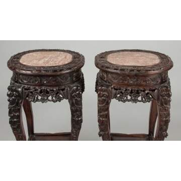 Two Similar Chinese Carved Hardwood Tables