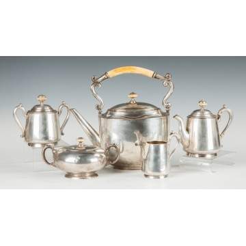 Russian Sterling Silver 5-Piece Tea Set