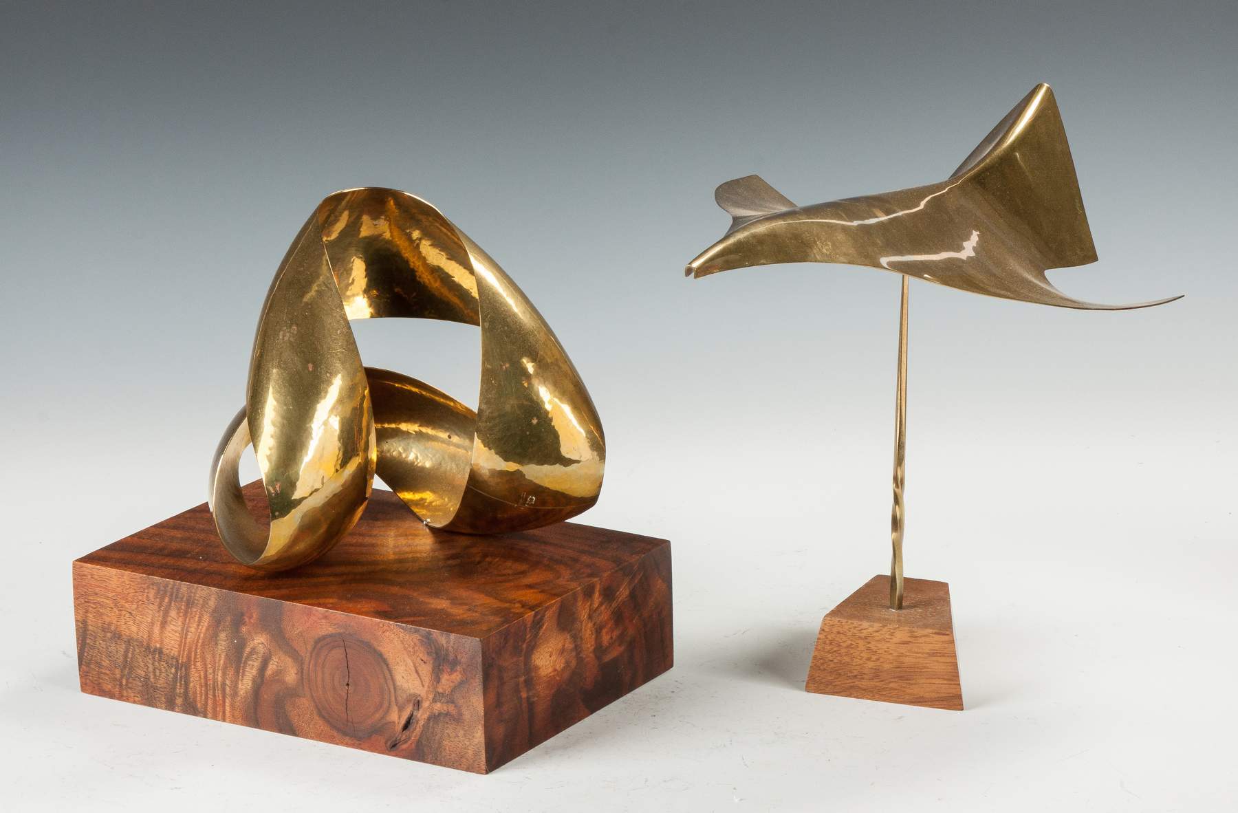 Two Hans Christensen Hammered Brass Modern Sculptures Cottone Auctions