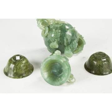 Spinach Jade Cups & Jade Censer