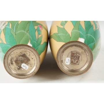 Pair of Japanese Cloisonne Vases with Iris