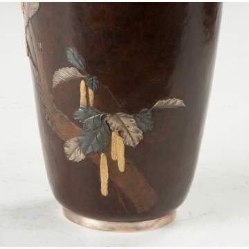 Japanese Mixed Metal Vase on Silver