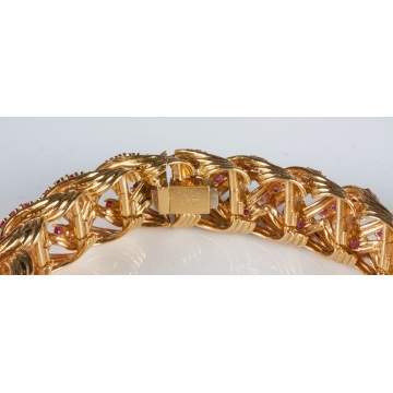 Tiffany 18K Gold & Ruby Braided Bracelet 