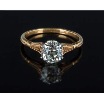 18K Gold & Diamond Vintage Solitaire Ring