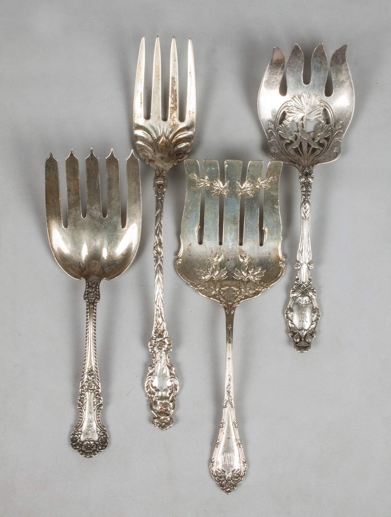 Four Sterling Silver Serving Forks Cottone Auctions