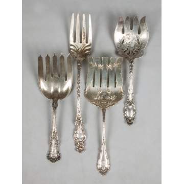 Four Sterling Silver Serving Forks